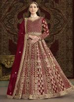 Net Red Wedding Wear Emboidery Work Anarkali Suit